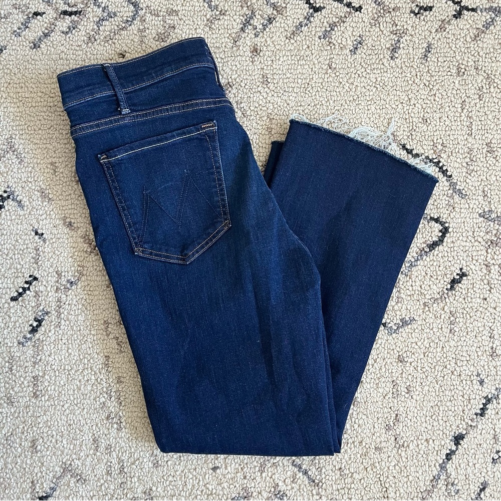MOTHER LIL'  HUSTLER ANKLE FRAY JEANS Dark Wash Off Limits Sz 30P Stretch